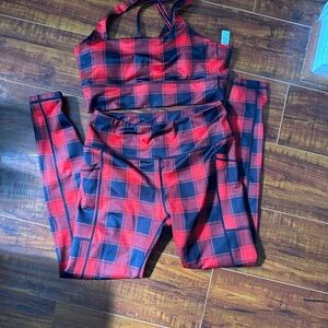 CVG Red Plaid Leggings Bra